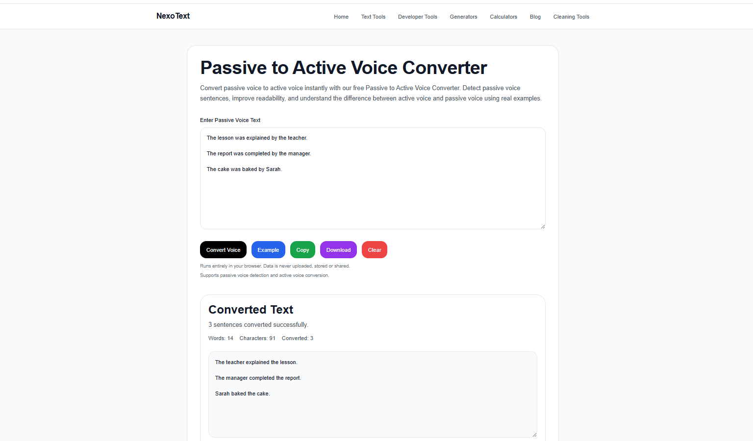 Passive to Active Voice Converter Tool
